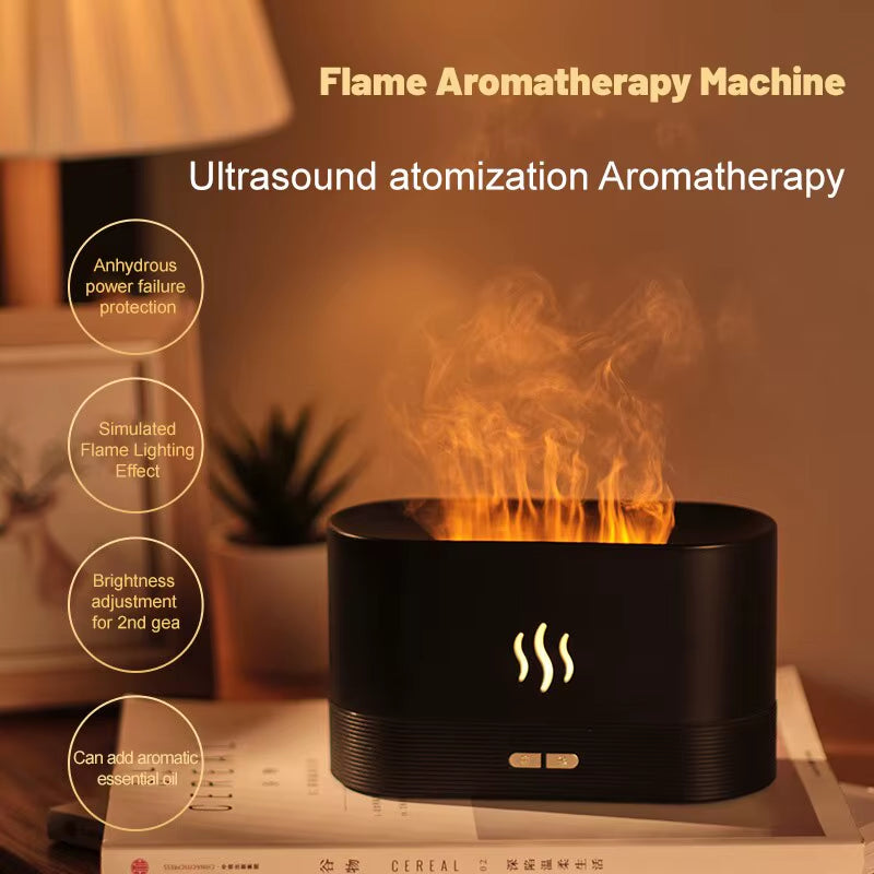 Flame Aroma Humidifier – Ultrasonic Essential Oil Diffuser with Color-Changing LED Light