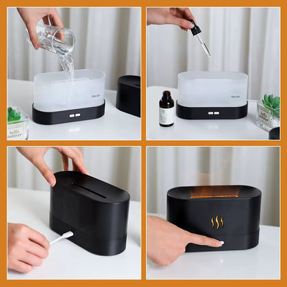 Flame Aroma Humidifier – Ultrasonic Essential Oil Diffuser with Color-Changing LED Light