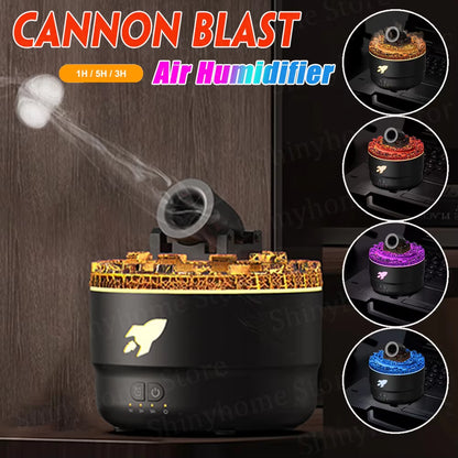 Volcanic Cannon Humidifier – Flame Mist Aroma Diffuser & Essential Oil Air Humidifier